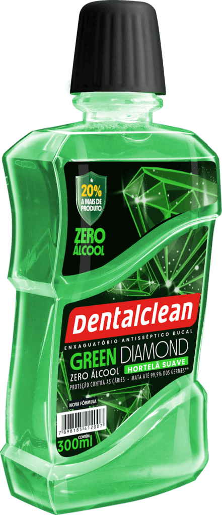 melhor enxaguante bucal ANTISSÉPTICO DENTALCLEAN GREEN DIAMOND 300ML SEM ÁLCOOL