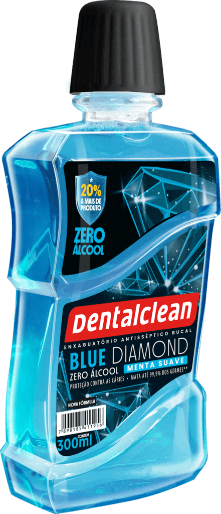 melhor enxaguante bucal ANTISSÉPTICO DENTALCLEAN BLUE DIAMOND 300ML SEM ÁLCOOL